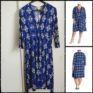 🤩New. Belted Fit & Flare Dress 3/4 Sleeves Dress - H30